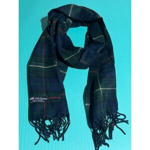 Beonon 100% Cashmere Scarf Made in Scotland - Dark Green & Navy Tartan Plaid
